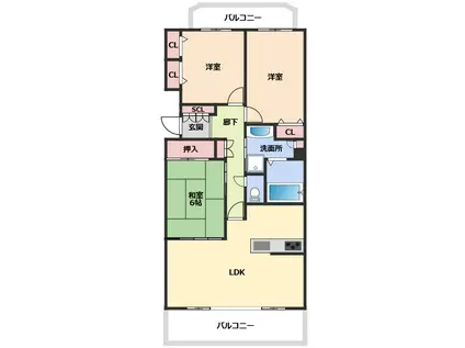 グランドパレスプラージュ東新町(3LDK/12階)の間取り写真