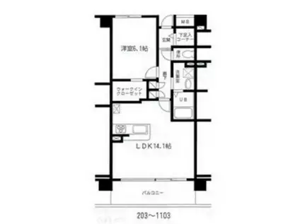 サンパティーク清和(1LDK/6階)の間取り写真