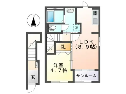 ルシエル 18(1LDK/2階)の間取り写真