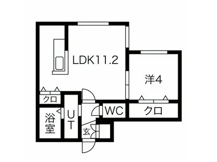 アイル山鼻(1LDK/3階)の間取り写真