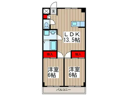 クローネ関(2LDK/2階)の間取り写真