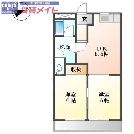 ラメール I(2DK/1階)の間取り写真