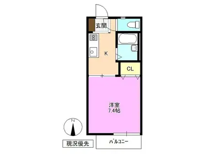 ウエルネス稲里(1K/1階)の間取り写真