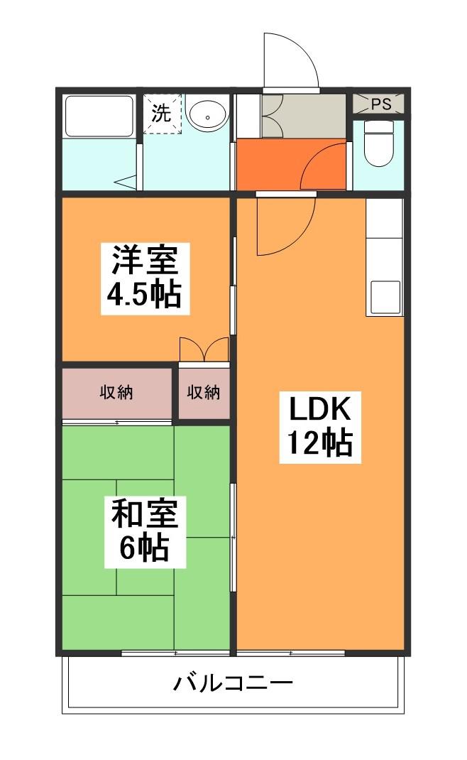 ニューハイツ昭島(2LDK/1階)の間取り写真