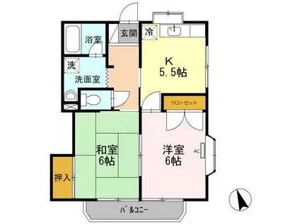 メゾンKIII(2K/2階)の間取り写真