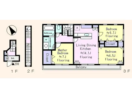 リヴェール武蔵小山(3LDK/3階)の間取り写真