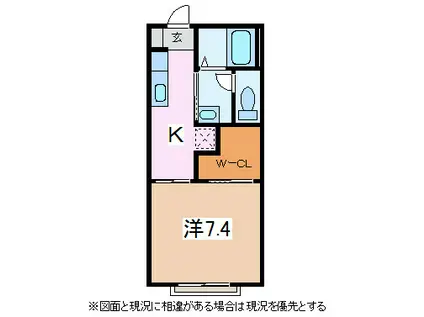 ヴィラ・エトワール A棟(1K/2階)の間取り写真