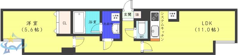 PRESENCE大通15(1LDK/4階)の間取り写真