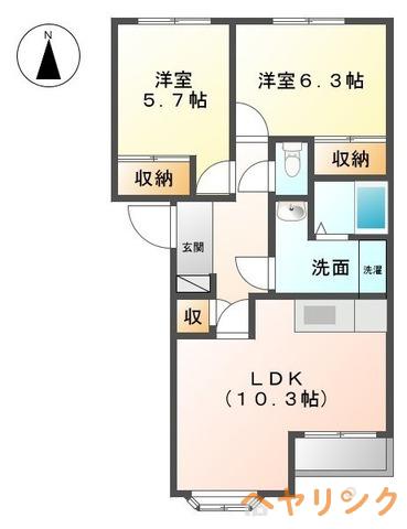 グランシャリオ四季(2LDK/2階)の間取り写真