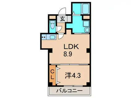 QUEEN S COURT伊丹西台(1LDK/2階)の間取り写真