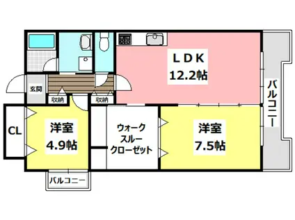 ボンメゾンフタバ(2LDK/4階)の間取り写真