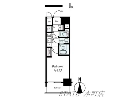 エスリード松屋町サウス(1K/2階)の間取り写真