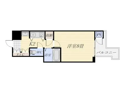 リバービュー102(1K/7階)の間取り写真