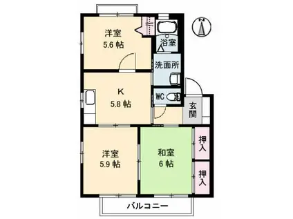 サンモールメゾン(3K/2階)の間取り写真