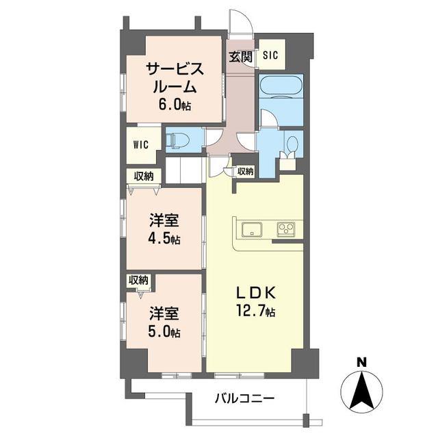 ツインズ国立II(2SLDK/8階)の間取り写真