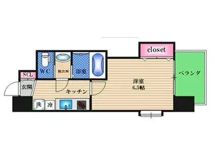 LUXE十三本町(1K/12階)の間取り写真