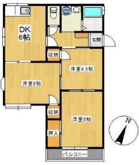 ホワイトハイツ金子(3DK/1階)の間取り写真
