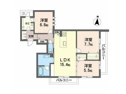シャーメゾンMOTOYAMA(3LDK/2階)の間取り写真