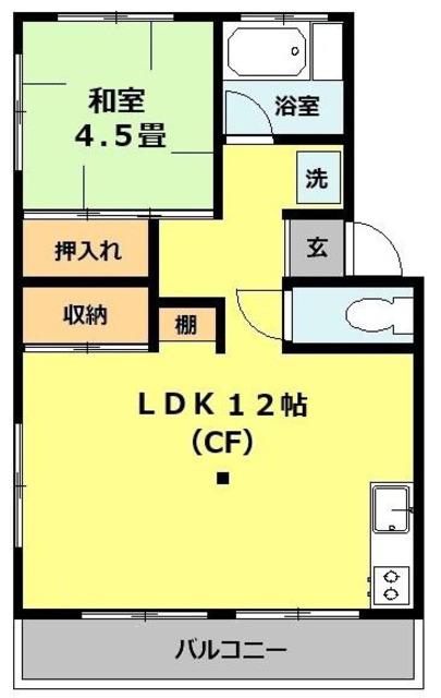 熊井マンション(1LDK/2階)の間取り写真