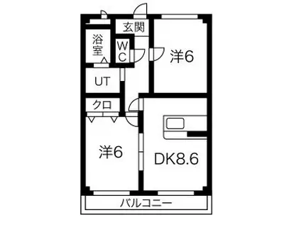 ツインズ酒倉A(2LDK/1階)の間取り写真