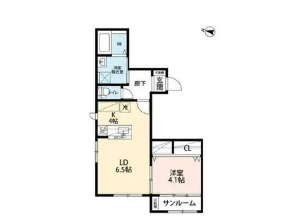 LARK NJ(1LDK/2階)の間取り写真