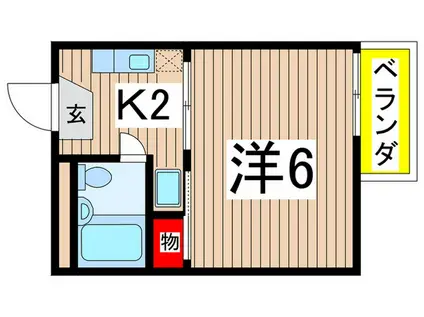 メゾン神沢 S棟(1K/2階)の間取り写真