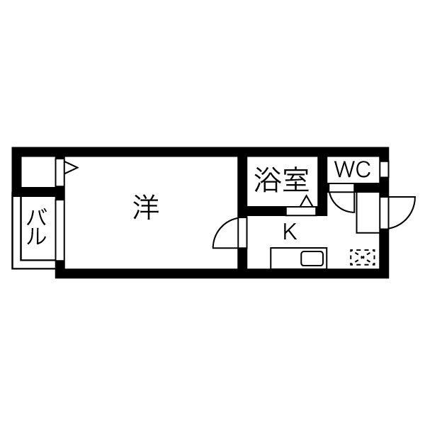 ヴィアトール(1K/2階)の間取り写真