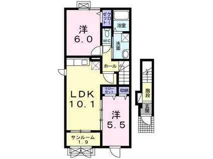 ハイツ宮澤(1DK/3階)の間取り写真