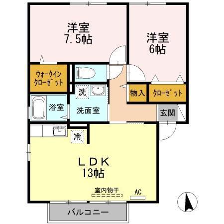 ガーデンスクエア B棟(2LDK/2階)の間取り写真