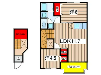 コンフォートⅠ(2LDK/2階)の間取り写真