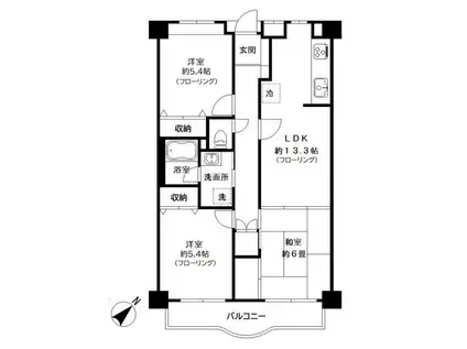 一の蔵レジデンス(3LDK/5階)の間取り写真