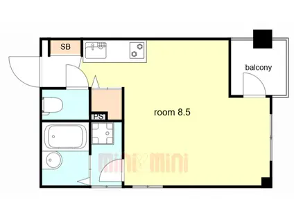 &Yコート(ワンルーム/1階)の間取り写真