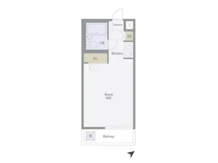 ADX新宿河田町(1K/2階)の間取り写真