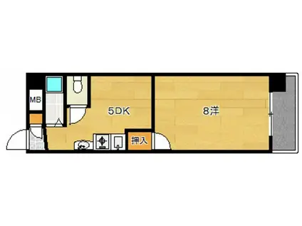 宮脇ビル(1DK/3階)の間取り写真