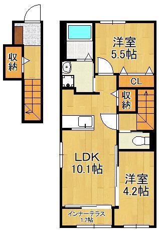 SPAZIO FUKUOKA(2LDK/2階)の間取り写真
