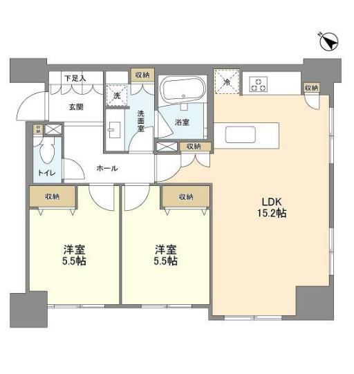 LASANTE五反田(2LDK/13階)の間取り写真