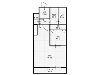 グリーンハイツ長堂(1LDK/1階)の間取り写真