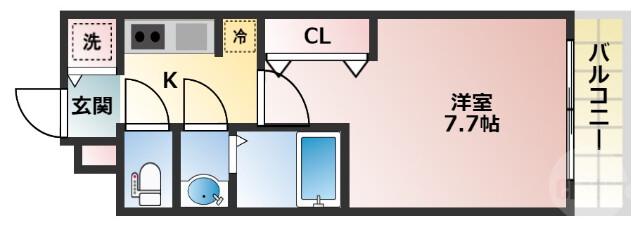 S-RESIDENCE三国ウエスト(1K/7階)の間取り写真