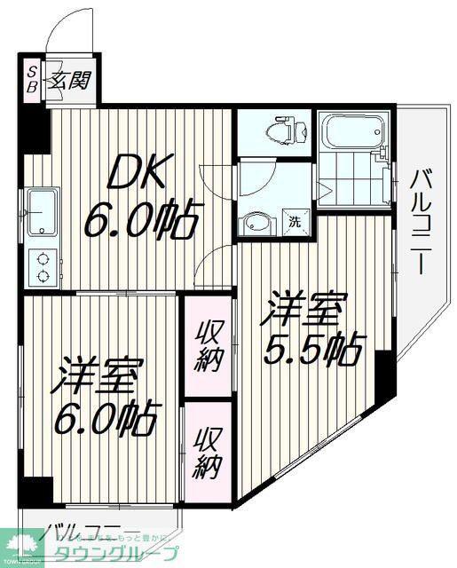 グランパ池上(2DK/5階)の間取り写真