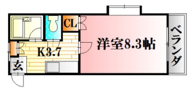 第二大内ビル(1K/3階)の間取り写真