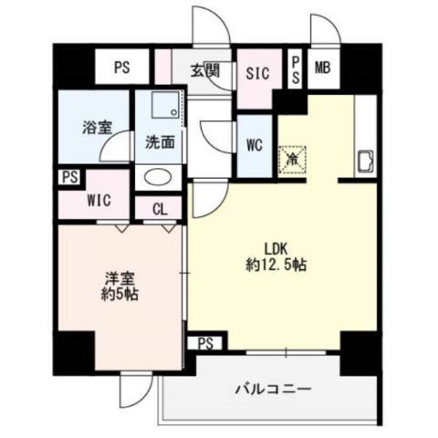 FLAIR丸の内(1LDK/11階)の間取り写真