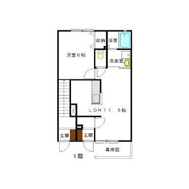 フォレットフォンティーヌ(1LDK/1階)の間取り写真