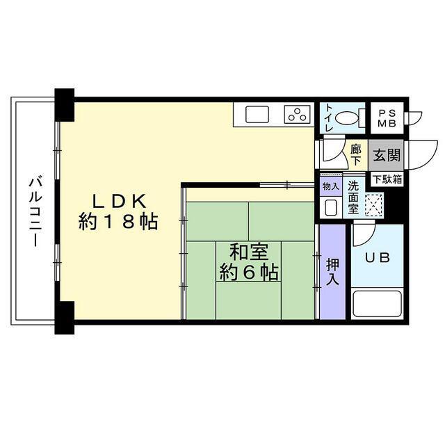 シーサイドパレス平塚(1LDK/3階)の間取り写真