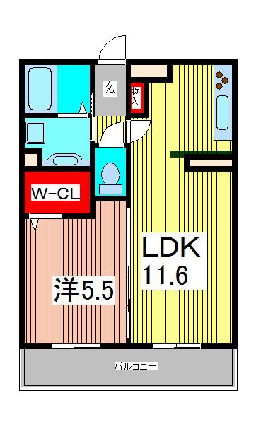 リヴェール(1LDK/1階)の間取り写真