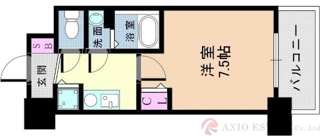 ディームス江坂(1K/12階)の間取り写真