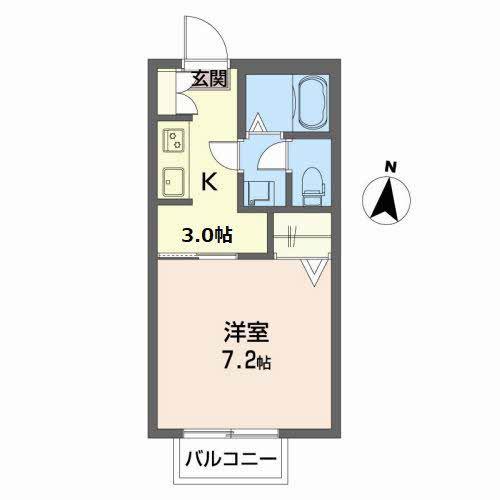 ディアス中塚 A(1K/2階)の間取り写真