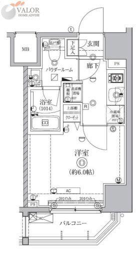 クオリタス南大井(1K/4階)の間取り写真