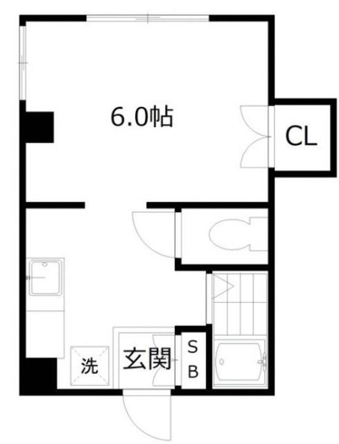 NOVAハイツ旗の台(ワンルーム/1階)の間取り写真