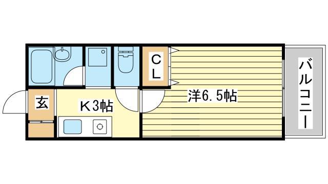 ウエストヒルズ(1K/2階)の間取り写真