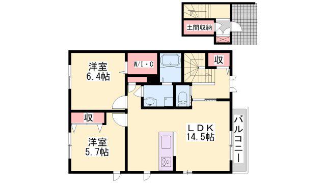 シャーメゾン パル(2LDK/2階)の間取り写真